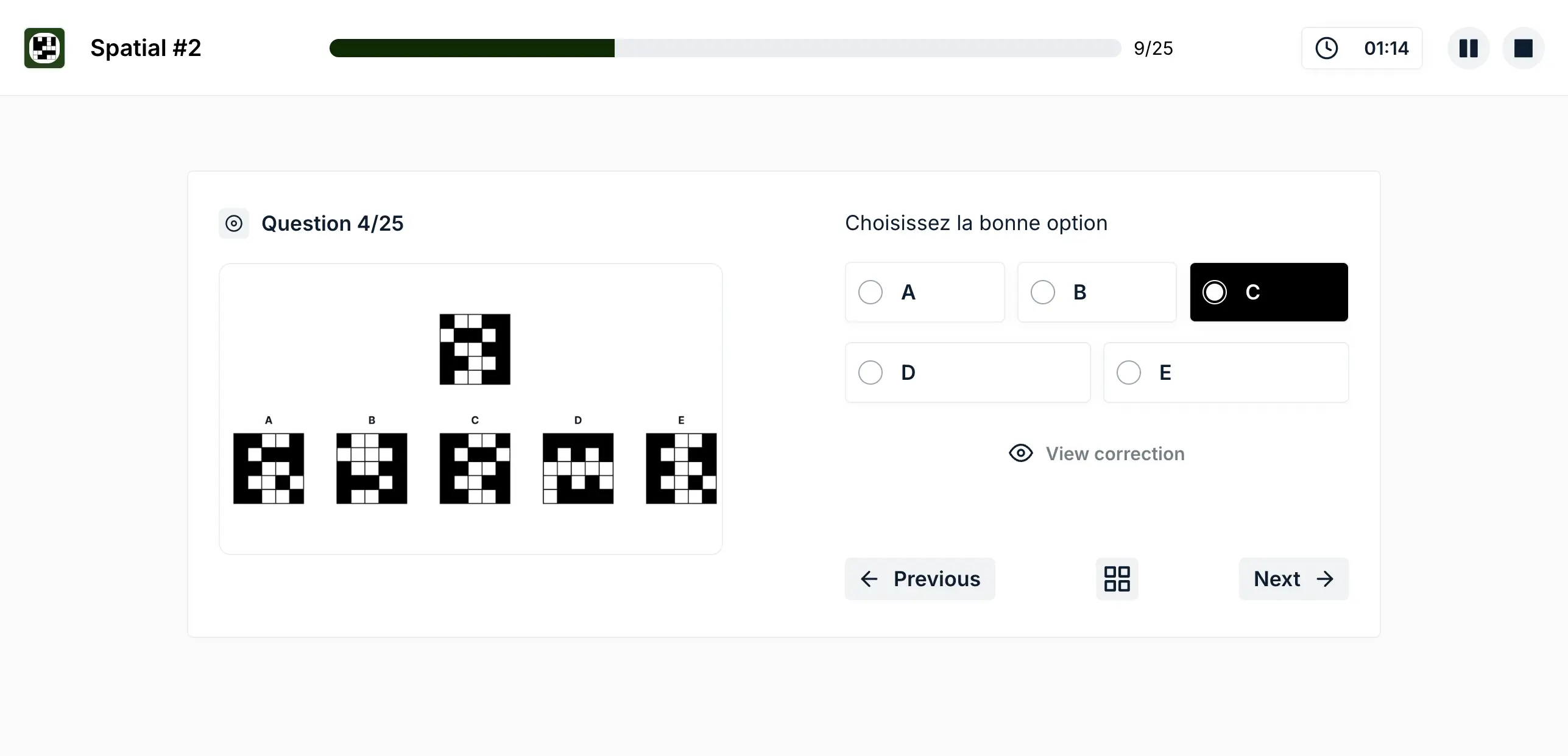 Exercice spatial pour les tests psychotechniques