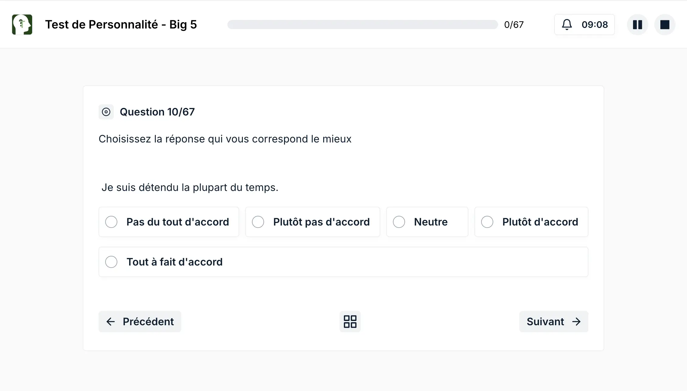 Test de personnalité sur Exam Arena