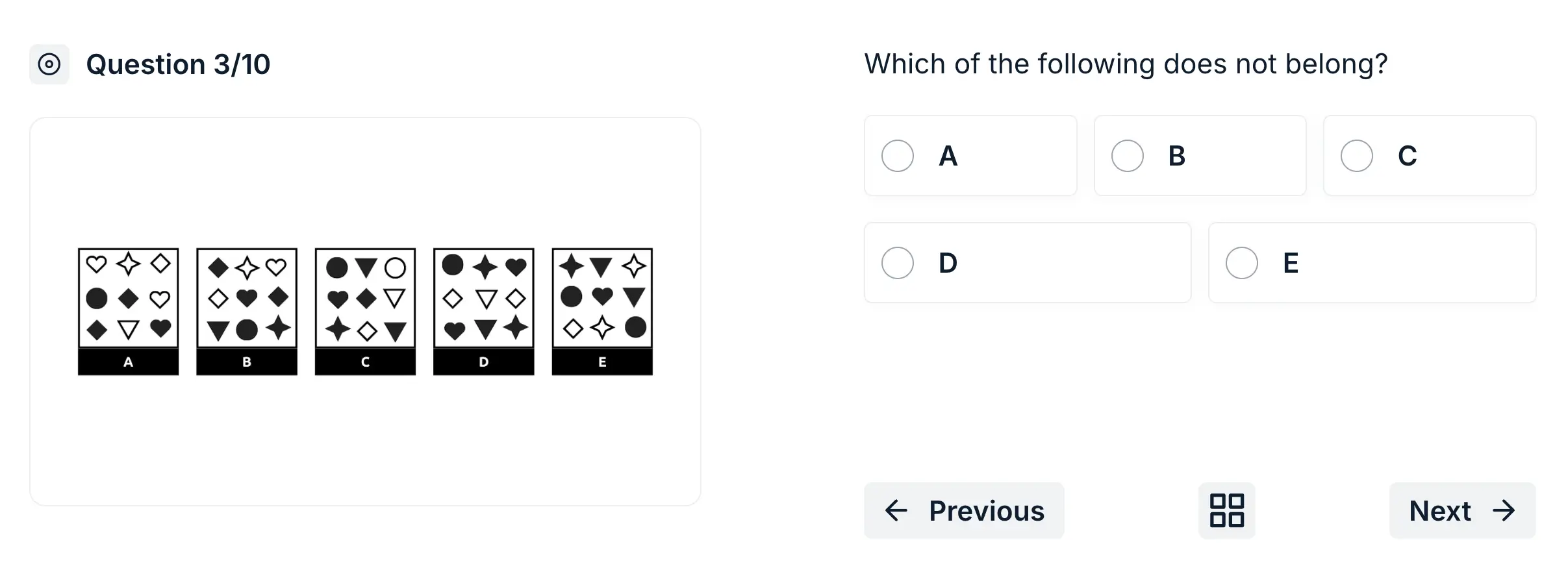 Question de raisonnement spatial sur Exam Arena