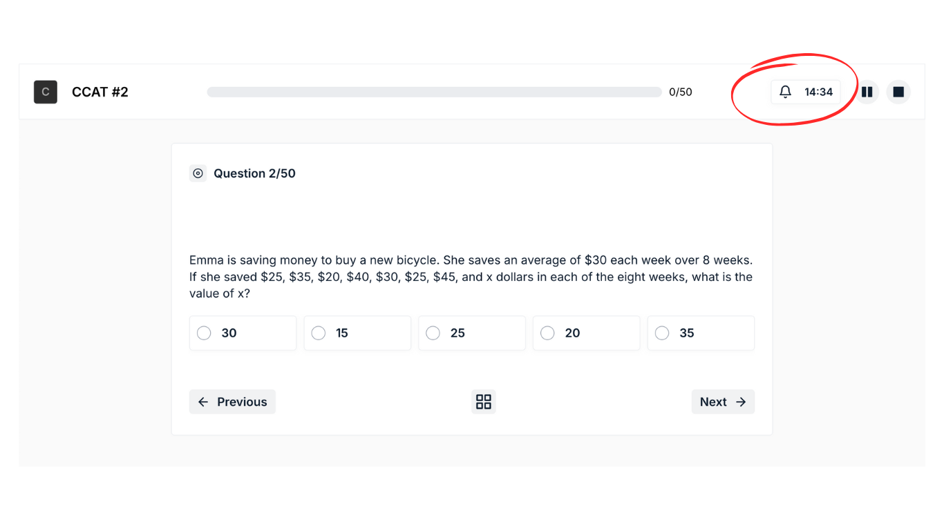 Chronomètre du test CCAT