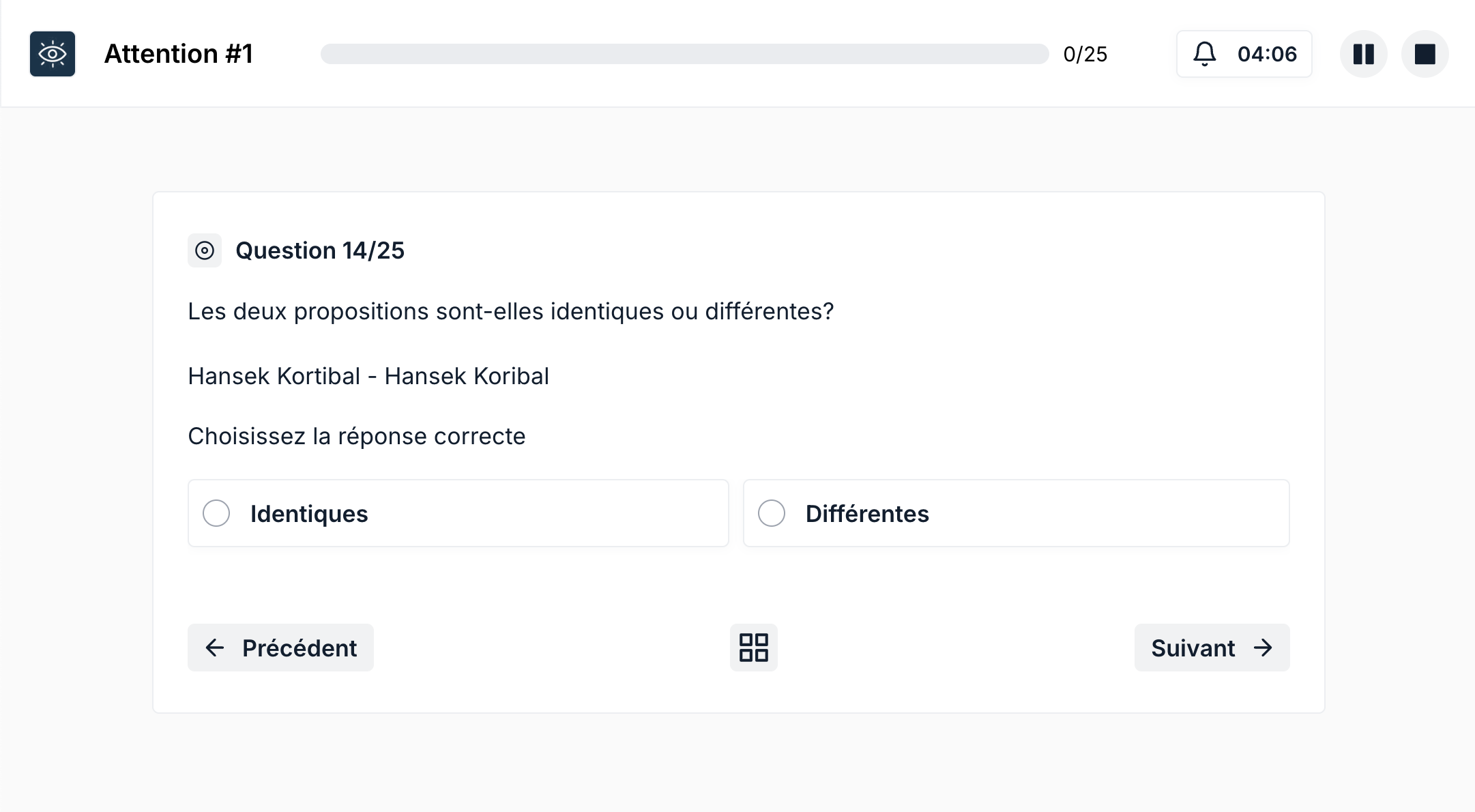 Exercice d'attention gratuit
